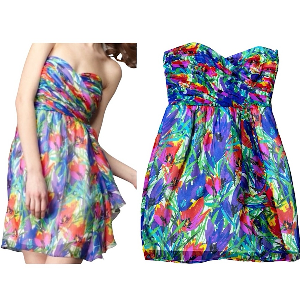 💐 Shoshanna Multicolor Strapless Mini Dress